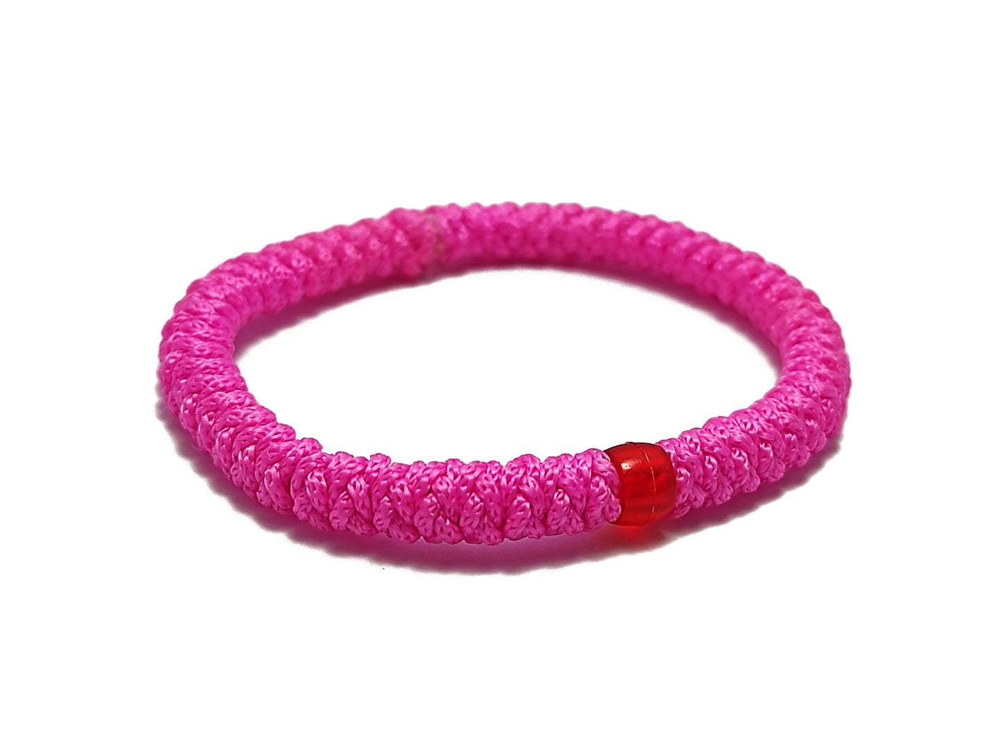 Αγιορείτικο Κομποσχοίνι 33αρι με Λάστιχο σε Ροζ Χρώμα και  Κόκκινη Χάντρα [Ζ09]