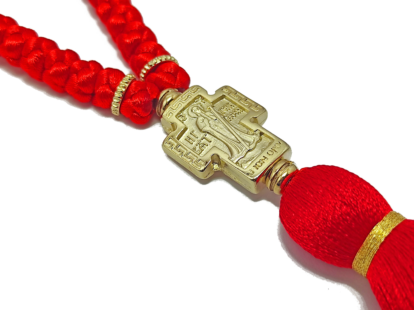 Αγιορείτικο 100αρι Κομποσχοίνι Προσευχής σε Κόκκινο Χρώμα με την Παναγία [Δ04]