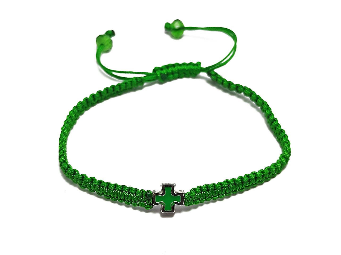 Αγιορείτικο Πλεκτό Βραχιόλι με Σταυρουδάκι σε Πράσινο Χρώμα [Ζ30]
