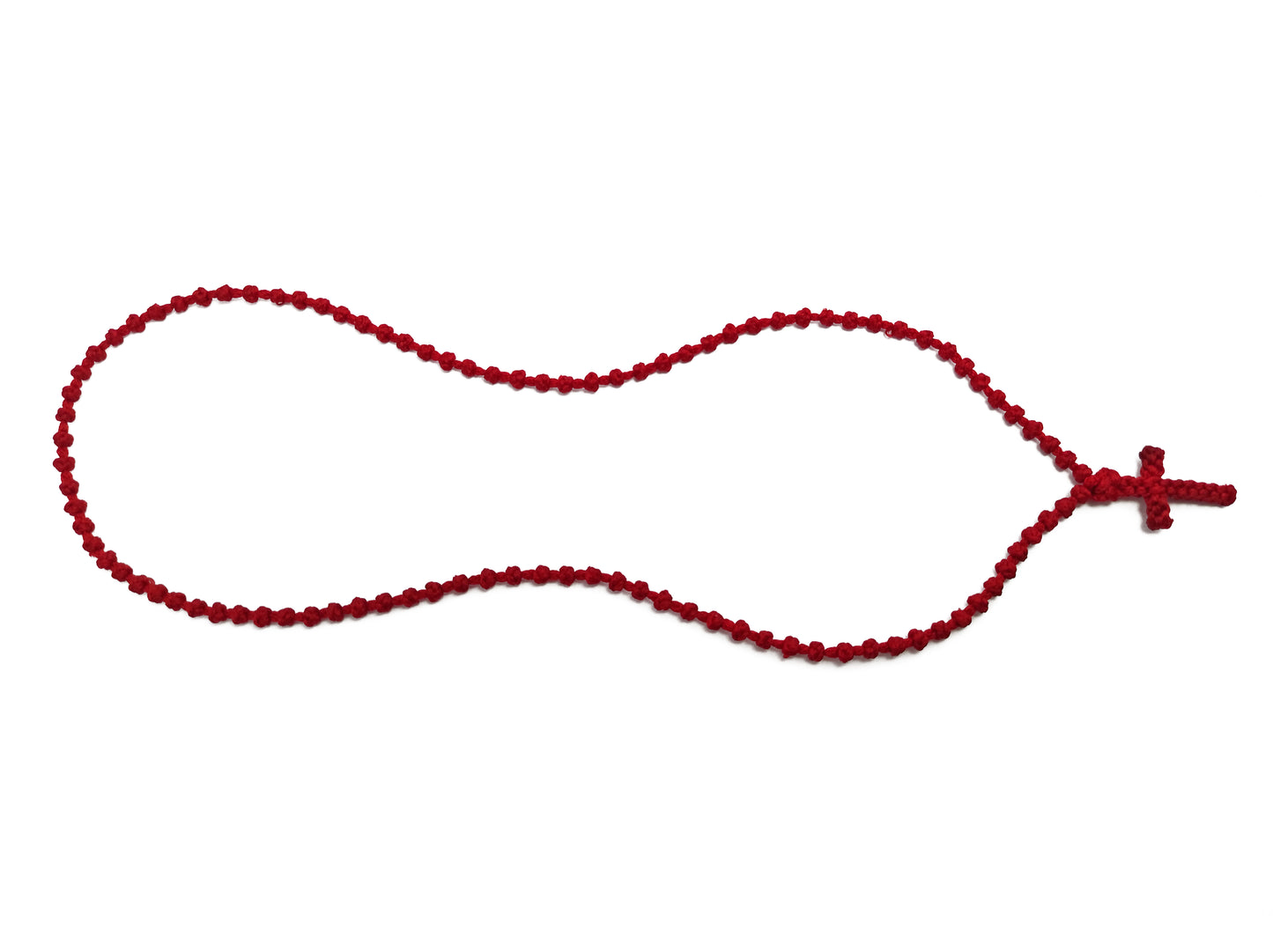 Αγιορείτικο Κομποσχοίνι Λαιμού 100αρι με Σταυρουδάκι Κόκκινο [Λ35]