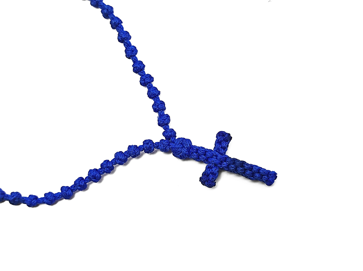Αγιορείτικο Κομποσχοίνι Λαιμού 100αρι με Σταυρουδάκι Μπλε [Λ37]