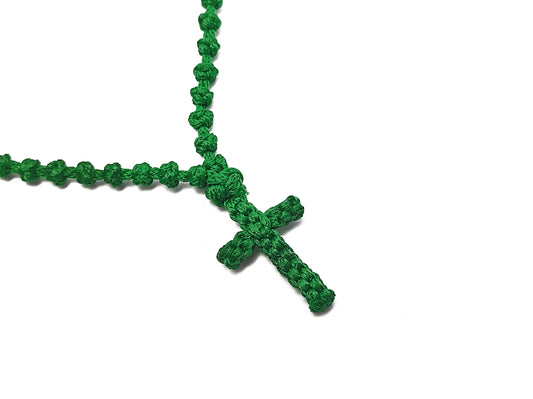 Αγιορείτικο Κομποσχοίνι Λαιμού 100αρι με Σταυρουδάκι Πράσινο [Λ32]