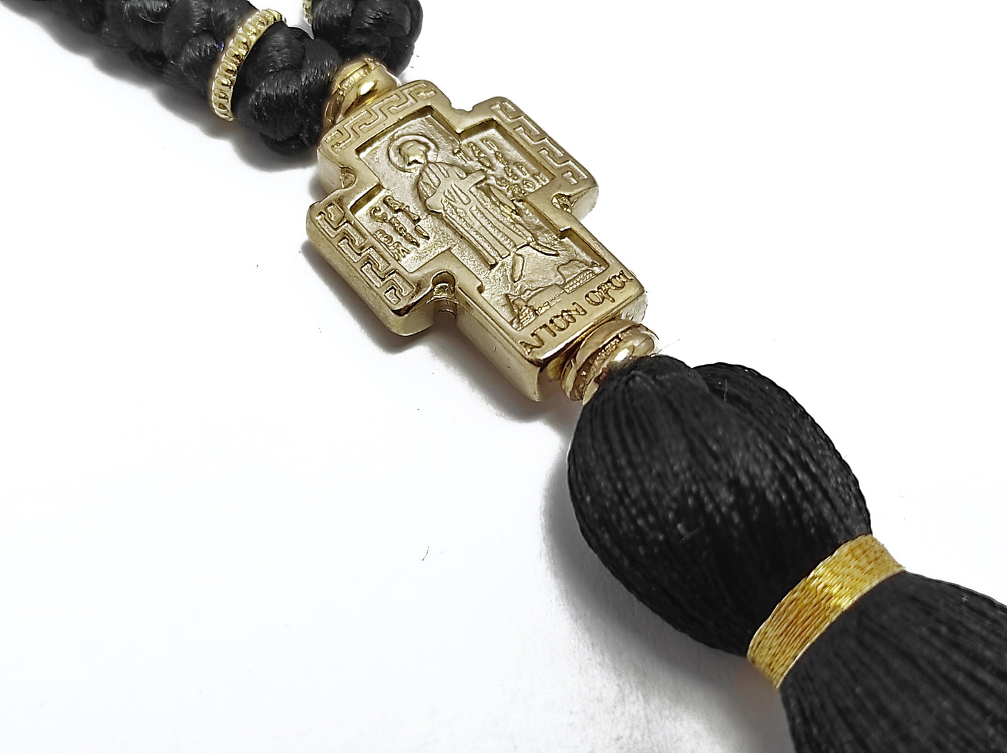 Αγιορείτικο 50αρι Κομποσχοίνι Προσευχής σε Μαύρο Χρώμα με την Παναγία [Δ65]