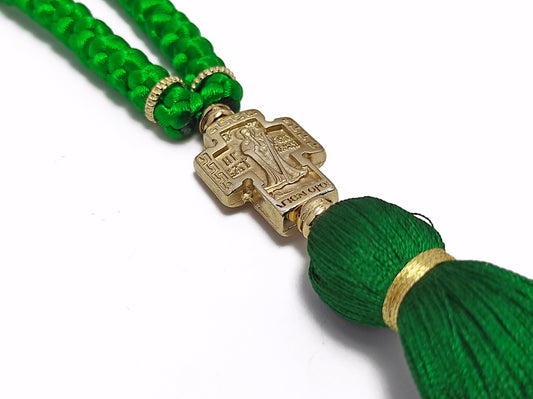 Αγιορείτικο 50αρι Κομποσχοίνι Προσευχής σε Πράσινο Χρώμα με την Παναγία [Δ60]