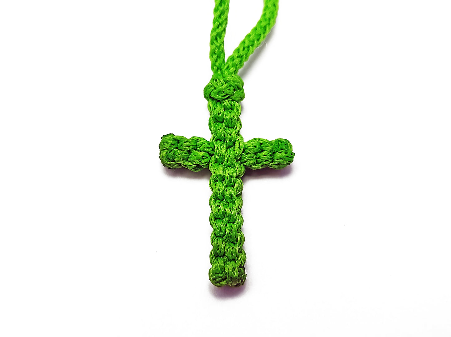 Αγιορείτικο Πλεκτό Σταυρουδάκι Λαιμού Πράσινο Παιδικό (2.9 εκ*1.7 εκ) [Π15]